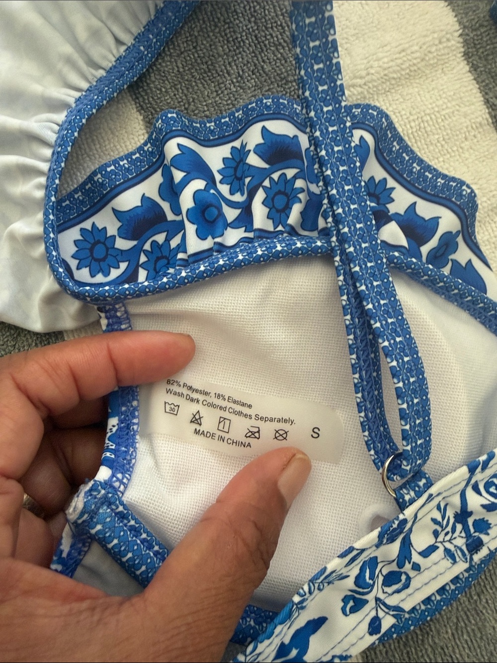 Blue Floral Ruffle-Strap two piece - Picture 2 of 3